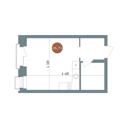 
  Продается студия 26.7 м², в  19/56 Кварталы Телецентра, 2. Фото 1.