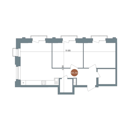 
  Продается 2-комн. квартира 60.3 м², в  19/56 Кварталы Телецентра, 2. Фото 1.