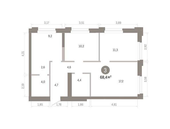 
  Продается 3-комн. квартира 68.35 м², в ЖК Город на озере. Фото 1.