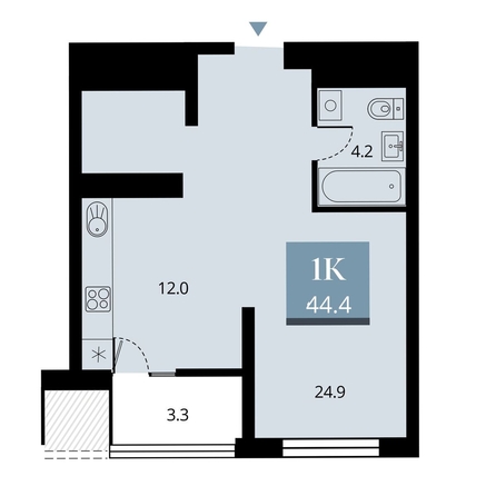 
  Продается 1-комн. квартира 44 м², в ЖК Беринг, дом 2. Фото 7.
