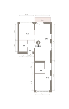 
  Продается 2-комн. квартира 65.9 м², в  Квартал Молодость, дом 1. Фото 1.