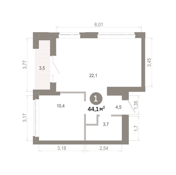 
  Продается 1-комн. квартира 44.14 м², в  Квартал Молодость, дом 1. Фото 1.