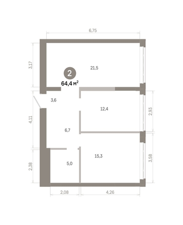 
  Продается 2-комн. квартира 64.44 м², в  Квартал Молодость, дом 1. Фото 1.