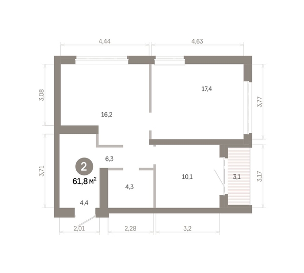 
  Продается 2-комн. квартира 61.79 м², в  Квартал Молодость, дом 1. Фото 1.