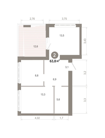
  Продается 2-комн. квартира 63.78 м², в  Квартал Молодость, дом 1. Фото 1.