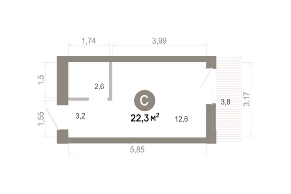 
  Продается студия 22.29 м², в  Квартал Молодость, дом 1. Фото 1.