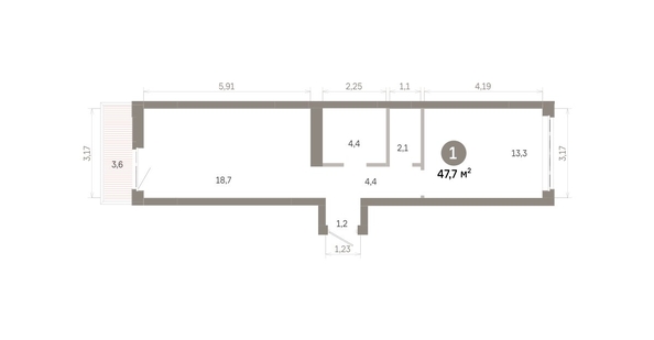 
  Продается 1-комн. квартира 47.66 м², в  Квартал Молодость, дом 1. Фото 1.