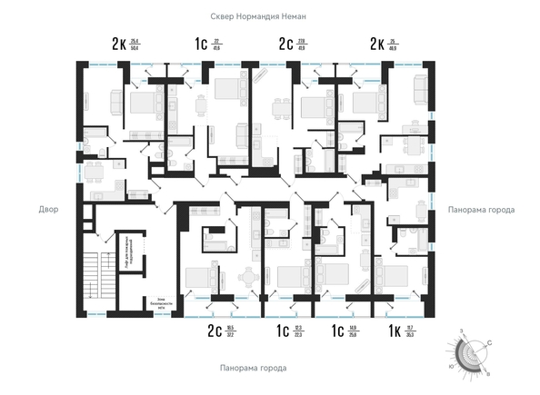 
  Продается студия 44.3 м², в ЖК Нормандия-Неман, дом 3. Фото 1.