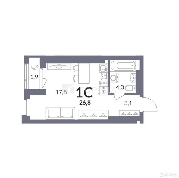 
  Продается студия 26.8 м², в ЖК Горская Лагуна. Фото 2.