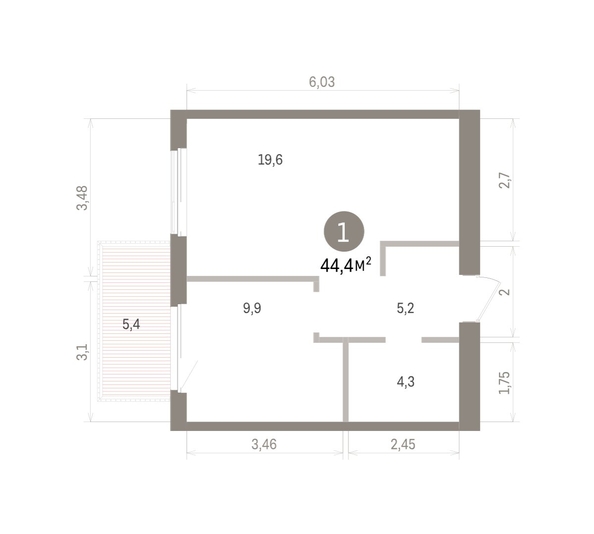 
  Продается 1-комн. квартира 44.36 м², в ЖК Пшеница, дом 5.2. Фото 1.