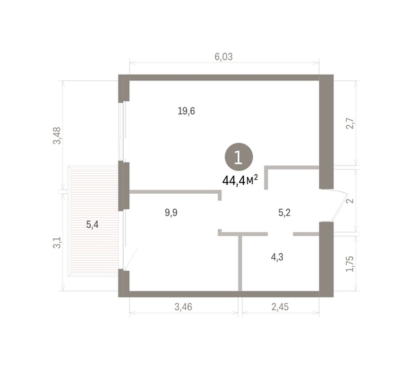 
  Продается 1-комн. квартира 44.36 м², в ЖК Пшеница, дом 5.2. Фото 1.