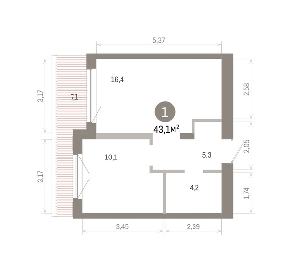 
  Продается 1-комн. квартира 43.11 м², в ЖК Европейский берег, дом 46. Фото 1.