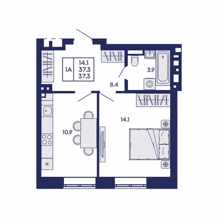 
  Продается 1-комн. квартира 37.3 м², в ЖК Горизонт, дом 2. Фото 1.