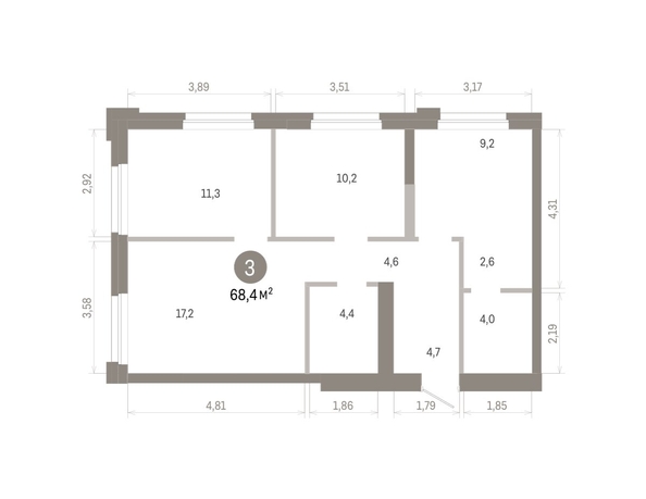 
  Продается 3-комн. квартира 68.35 м², в ЖК Город на озере. Фото 1.