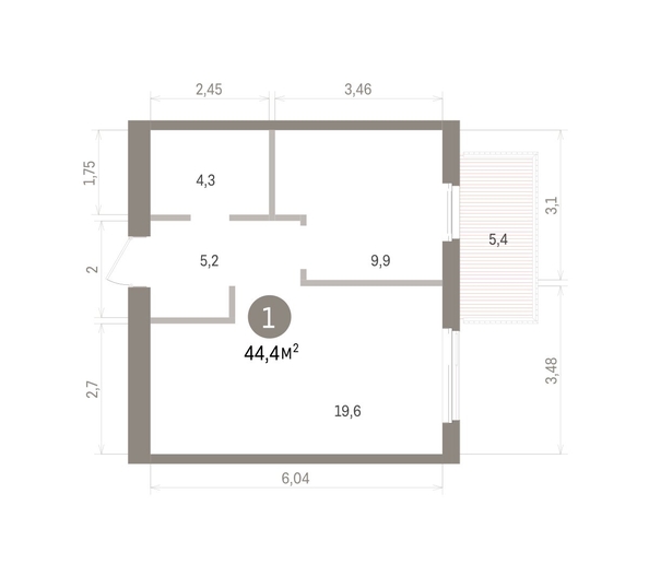 
  Продается 1-комн. квартира 44.36 м², в ЖК Пшеница, дом 5.2. Фото 1.