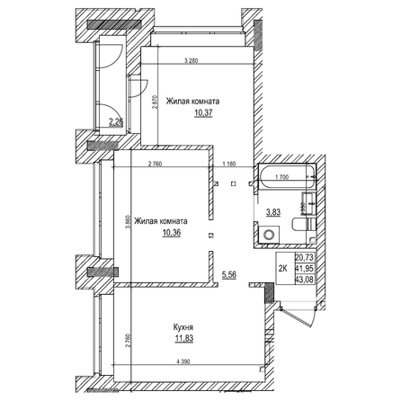 
  Продается 2-комн. квартира 41.9 м², в ЖК Комсомольский проспект, дом 2. Фото 1.