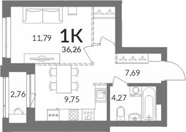 
  Продается 1-комн. квартира 33.5 м², в ЖК Горская Лагуна. Фото 1.