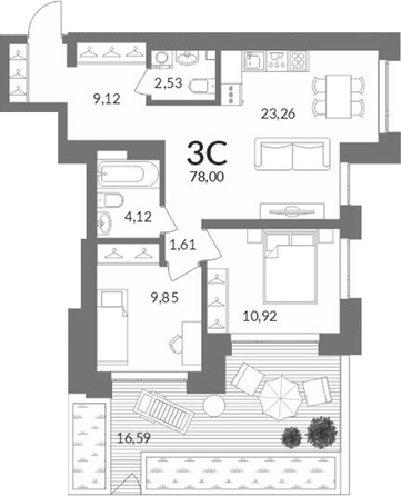 
  Продается 2-комн. квартира 61.41 м², в ЖК Горская Лагуна. Фото 1.