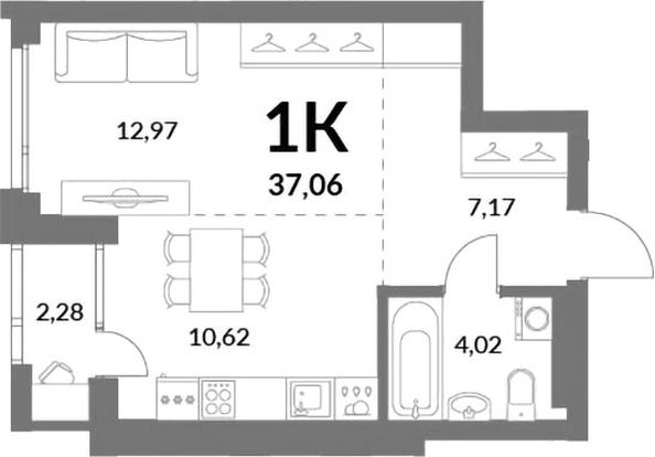 
  Продается 1-комн. квартира 34.78 м², в ЖК Горская Лагуна. Фото 1.