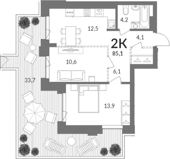 
  Продается 2-комн. квартира 51.4 м², в ЖК Горская Лагуна. Фото 1.