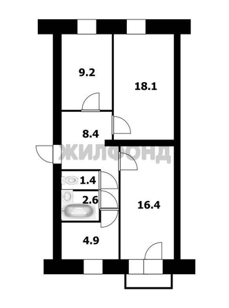 
  Продается 3-комн. квартира 61 м². Фото 1.