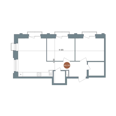 
  Продается 2-комн. квартира 60.3 м², в  1956 Кварталы Телецентра, 2. Фото 1.
