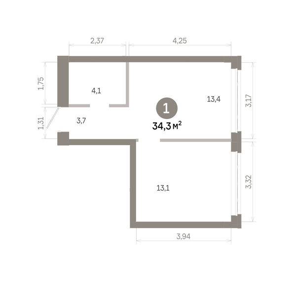 
  Продается 1-комн. квартира 34.3 м², в  Квартал Молодость, дом 1. Фото 1.