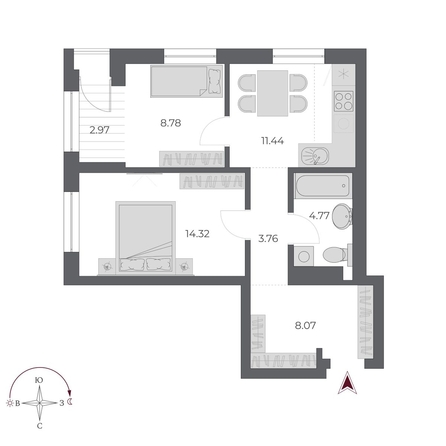 
  Продается 2-комн. квартира 54 м², в ЖК ОСКАР, дом 3. Фото 1.