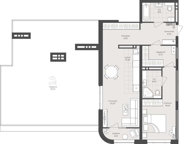 
  Продается 1-комн. квартира 149.89 м², в ЖК Новый Кедровый, дом 2. Фото 1.