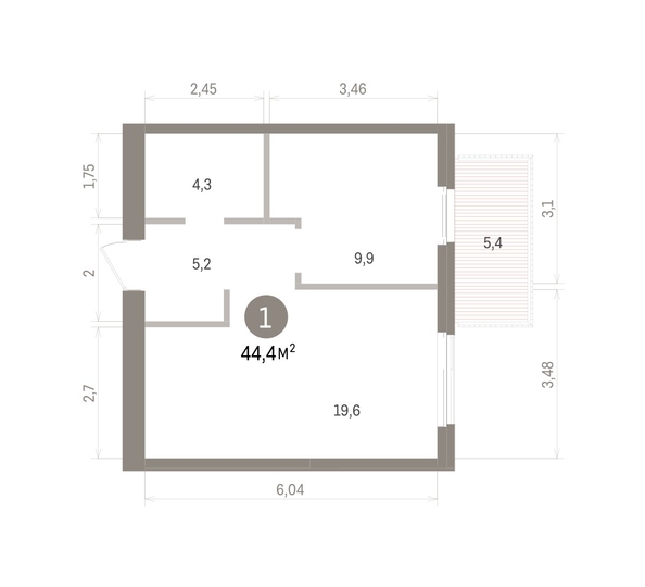 
  Продается 1-комн. квартира 44.36 м², в ЖК Пшеница, дом 5.2. Фото 1.
