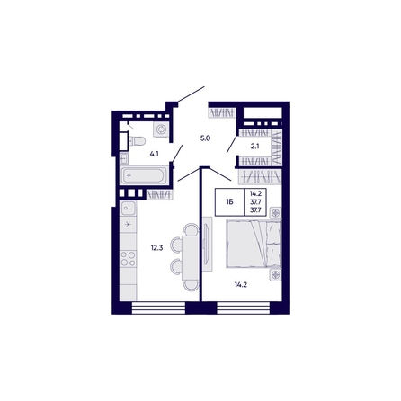 
  Продается 1-комн. квартира 37.7 м², в ЖК Цитатум. Фото 1.