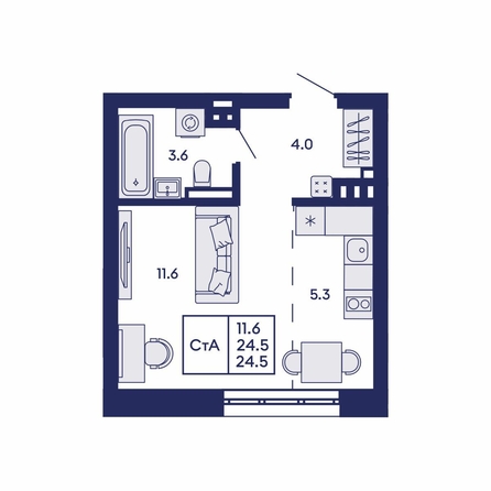 
  Продается студия 24.5 м², в ЖК Горизонт, дом 2. Фото 1.