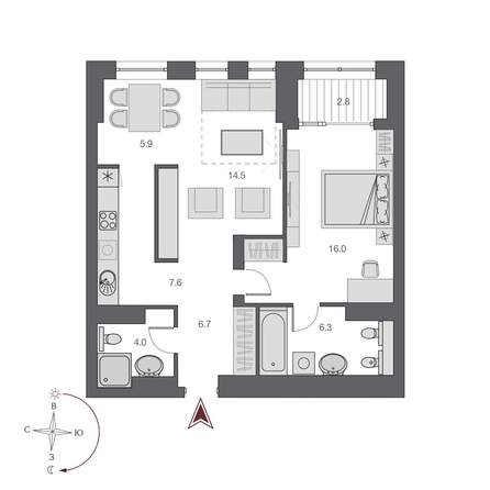 
  Продается 2-комн. квартира 62.8 м², в  Дом Нобель. Фото 2.