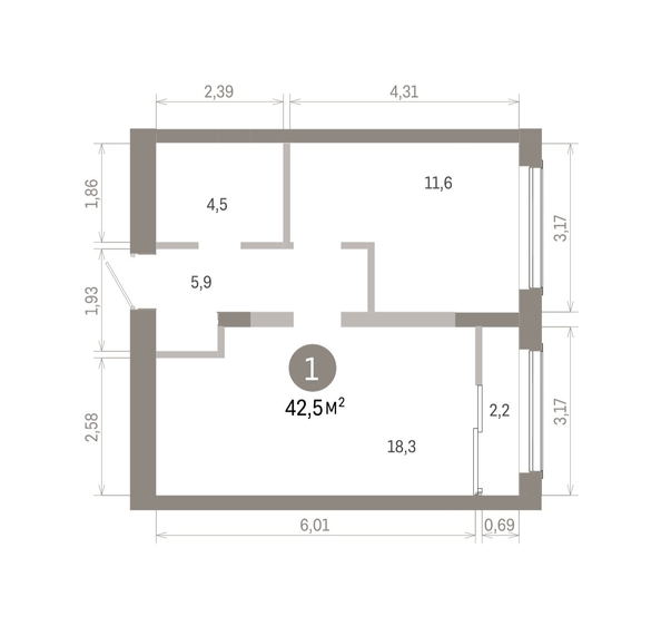 
  Продается 1-комн. квартира 42.46 м², в ЖК Европейский берег, дом 46. Фото 1.