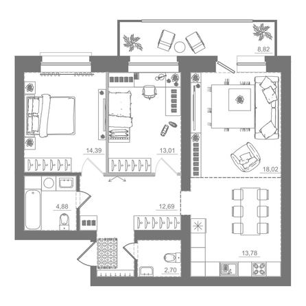 
  Продается 2-комн. квартира 88.29 м², в ЖК Спектр, дом 9. Фото 1.