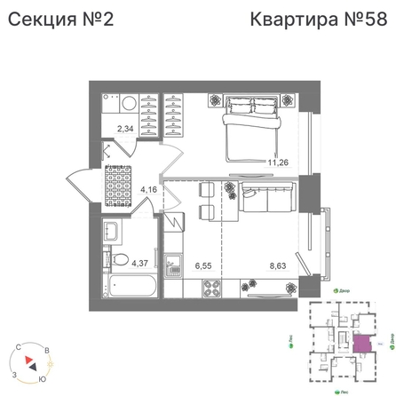 
  Продается студия 37.31 м², в ЖК Спектр, дом 10. Фото 1.