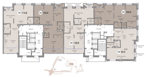 
  Продается 4-комн. квартира 128.8 м², в ЖК Тайм Сквер. Фото 19.