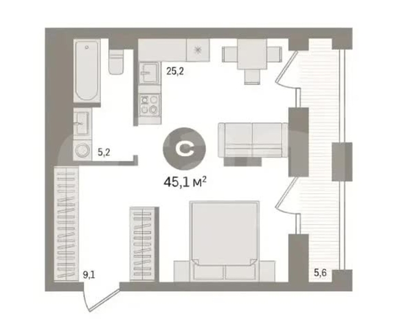 
  Продается студия 45.1 м², в ЖК Мылзавод, дом 2. Фото 1.