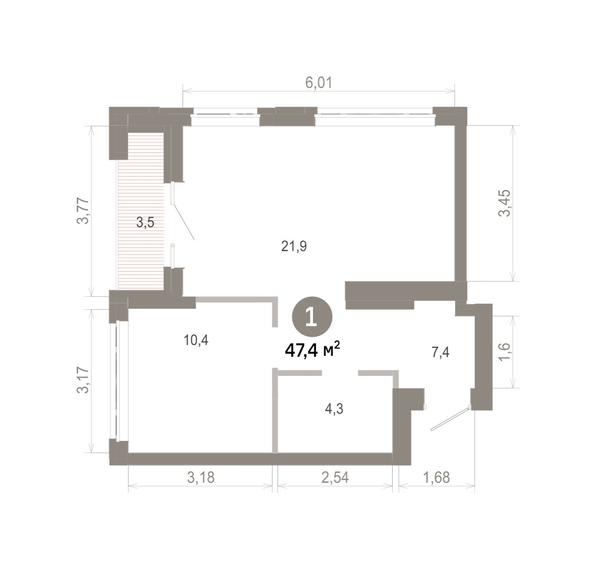 
  Продается 1-комн. квартира 47.41 м², в  Квартал Молодость, дом 1. Фото 2.