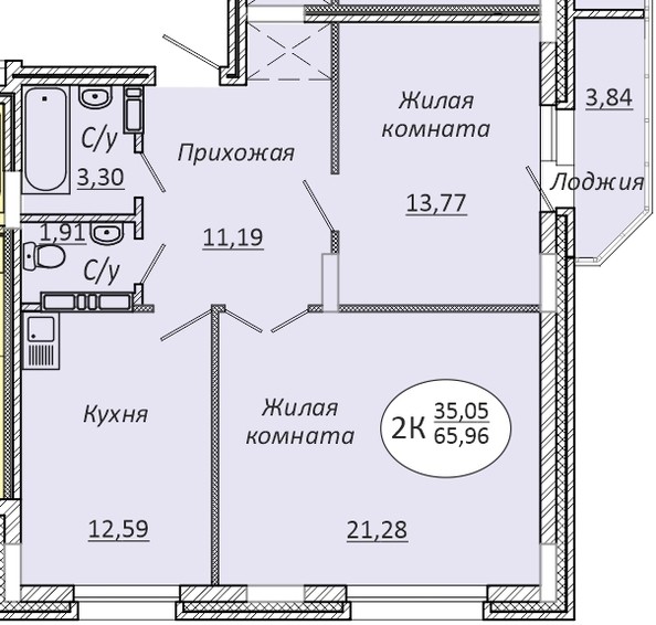 
   Продам 2-комнатную, 65.96 м², Комета - Октябрьский, б/с 1

. Фото 4.