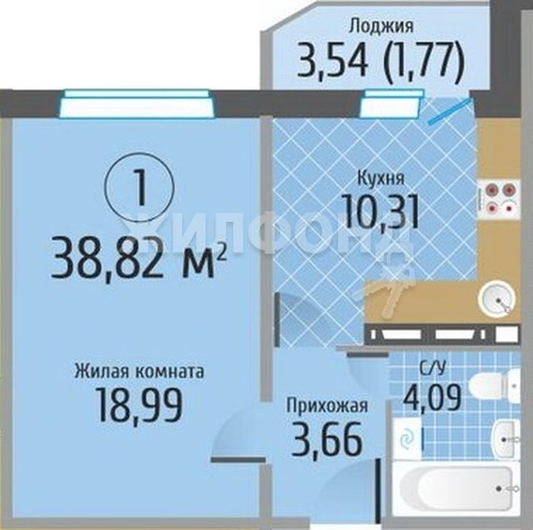 
   Продам 1-комнатную, 38.82 м², Тихвинский квартал, кор 1 б/с 3

. Фото 1.