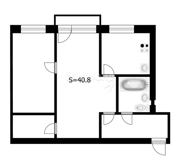 
   Продам 2-комнатную, 40.8 м², Серафимовича ул, 1/1

. Фото 5.