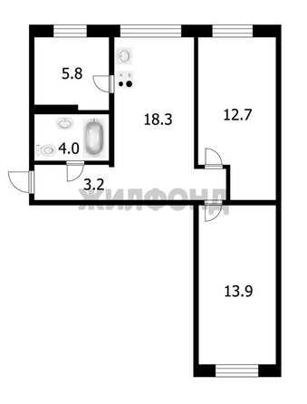 
   Продам 3-комнатную, 57.7 м², Академическая ул, 13

. Фото 8.