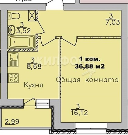 
   Продам 1-комнатную, 36.89 м², Дивногорский, дом 22

. Фото 1.