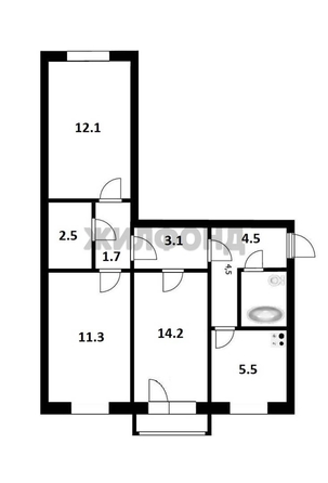 
   Продам 3-комнатную, 58.5 м², Железнодорожная ул, 12

. Фото 13.