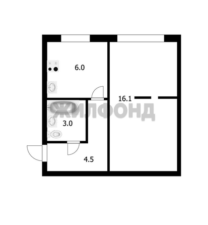 
   Продам 1-комнатную, 29.6 м², Петухова ул, 20

. Фото 21.