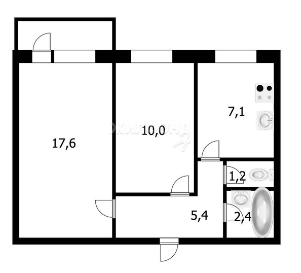 
   Продам 2-комнатную, 44.5 м², Даргомыжского ул, 3

. Фото 14.