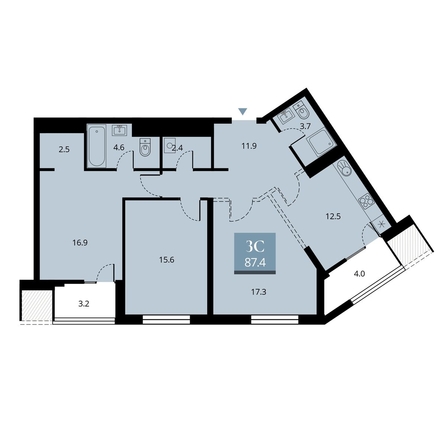 
   Продам 3-комнатную, 91 м², Беринг, дом 2

. Фото 2.