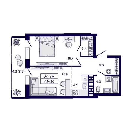 
   Продам 2-комнатную, 49.8 м², Luna (Луна)

. Фото 26.