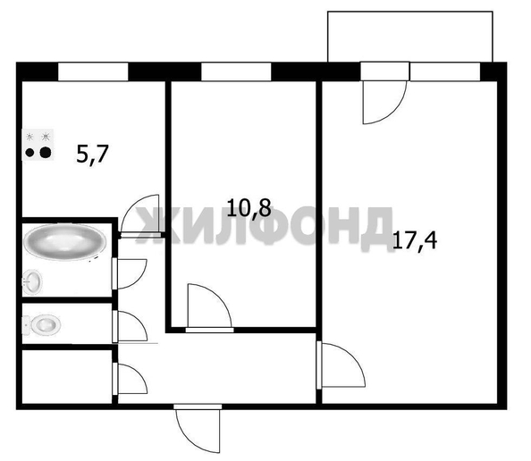 
   Продам 2-комнатную, 43.7 м², Микрорайон ул, 17

. Фото 6.